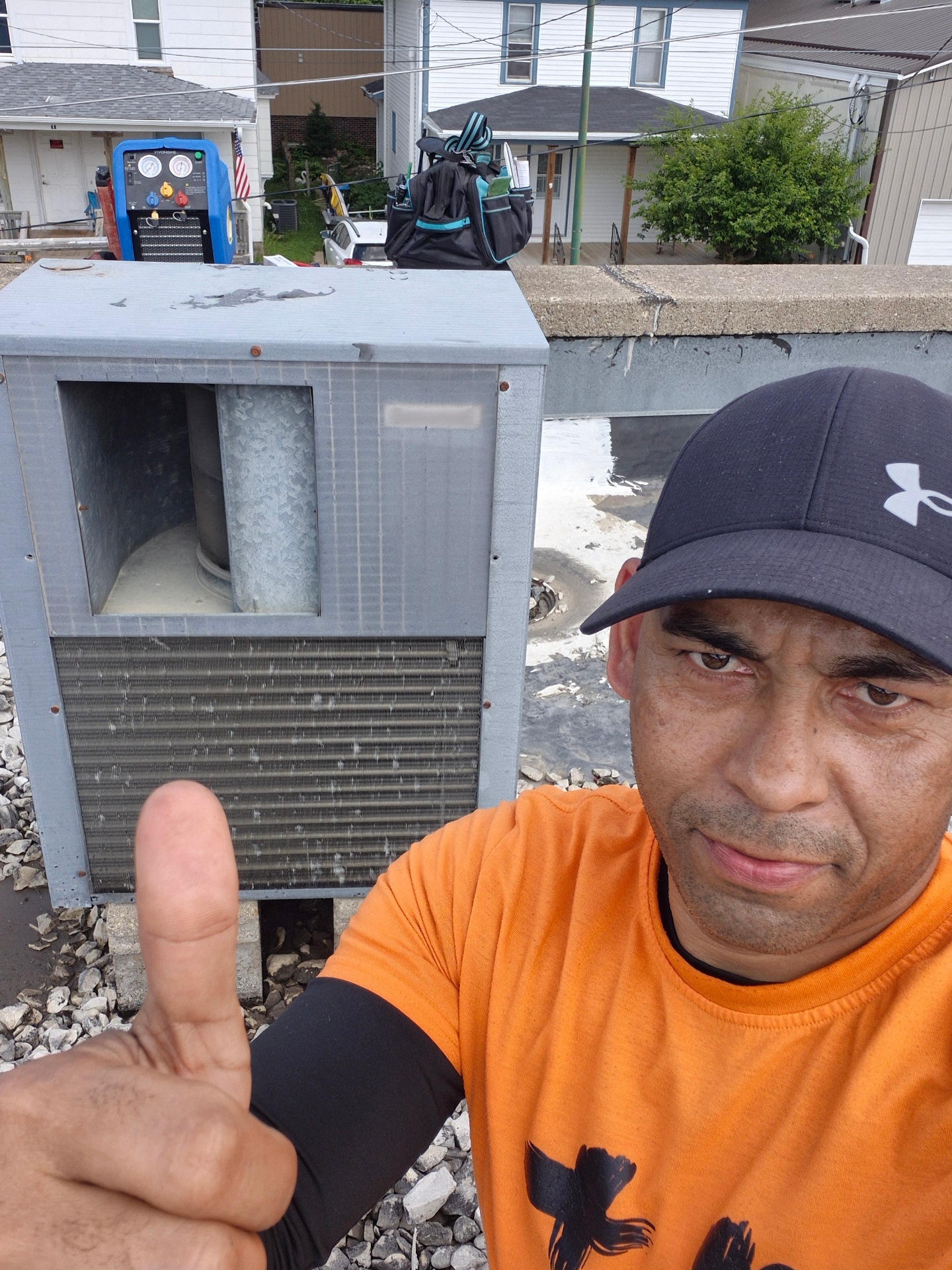 Gerardo, owner and HVAC technician, on the job in Fort Dodge, Iowa